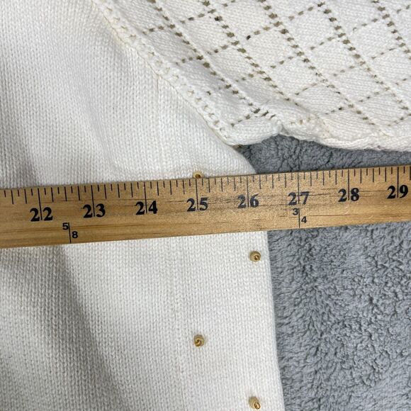 Storybook Knits Cardigan Sweater Women's 3X Beige Seashells Long Sleeve V-Neck - Picture 15 of 16